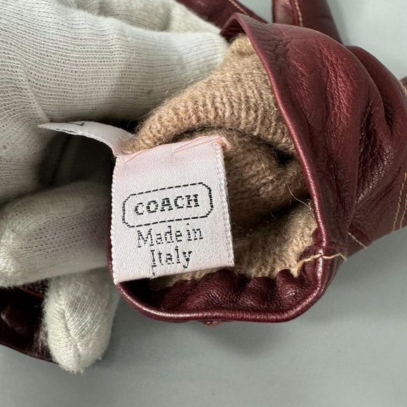 Vintage Coach Burgundy Soft Leather Gloves, Size 7 - Picture 9 of 13